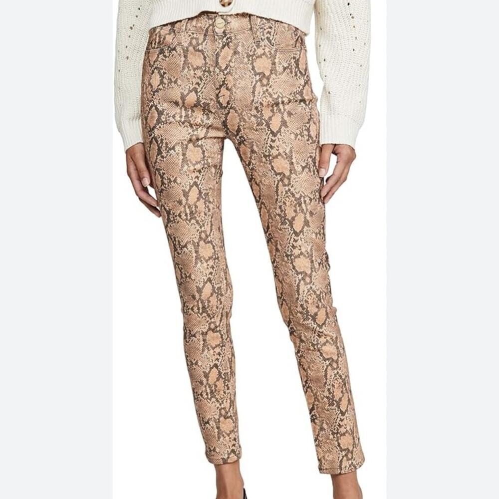 Frame Women's Le High Skinny Crop‎ Coated Python Pants